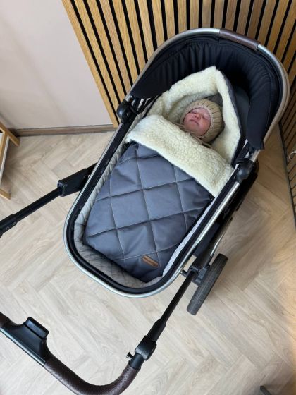 ❤ Зимовий конверт у візочок люльку Бебі, 70% вовни, Сірий, 0-6 міс (#0375) ✓ Anna Konvert 2