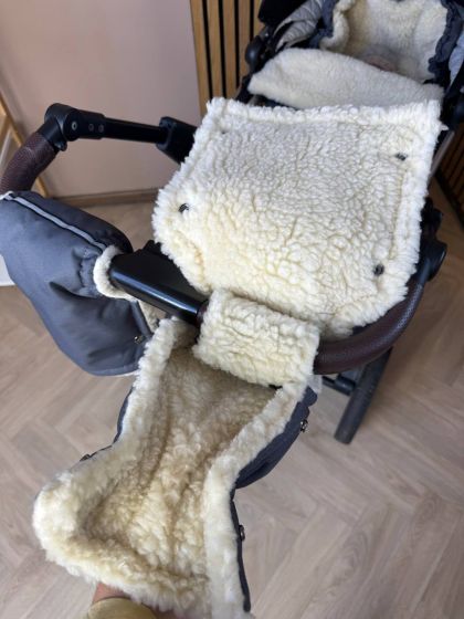 ❤ Зимові рукавиці на візочок, для батьків, з накладками, 70% вовни, Сірий, ForKids (#0411) ✓ Anna Konvert 2