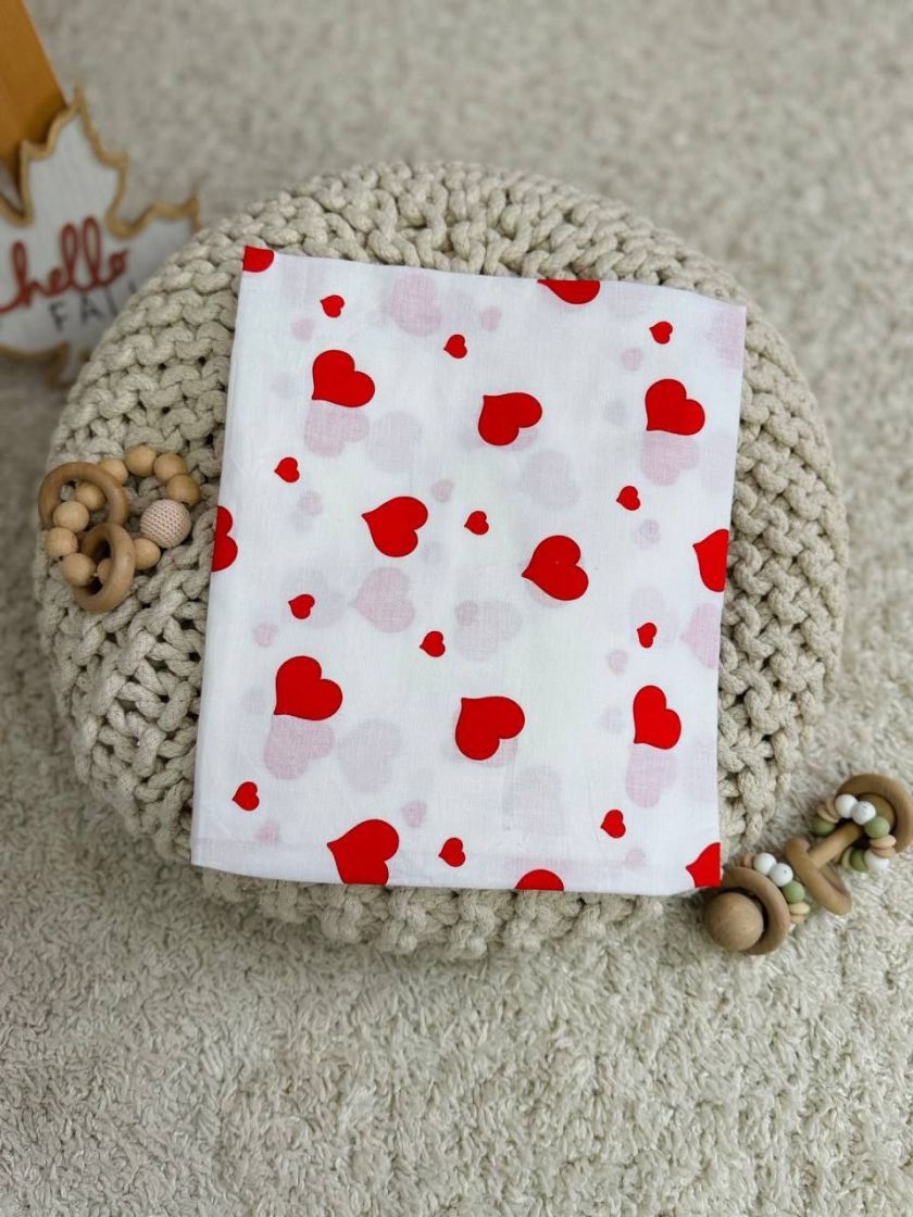 ❤ Пелюшки бавовняні. Принт - Серця червоні великі на білому (#88401231) ✓ Anna Konvert