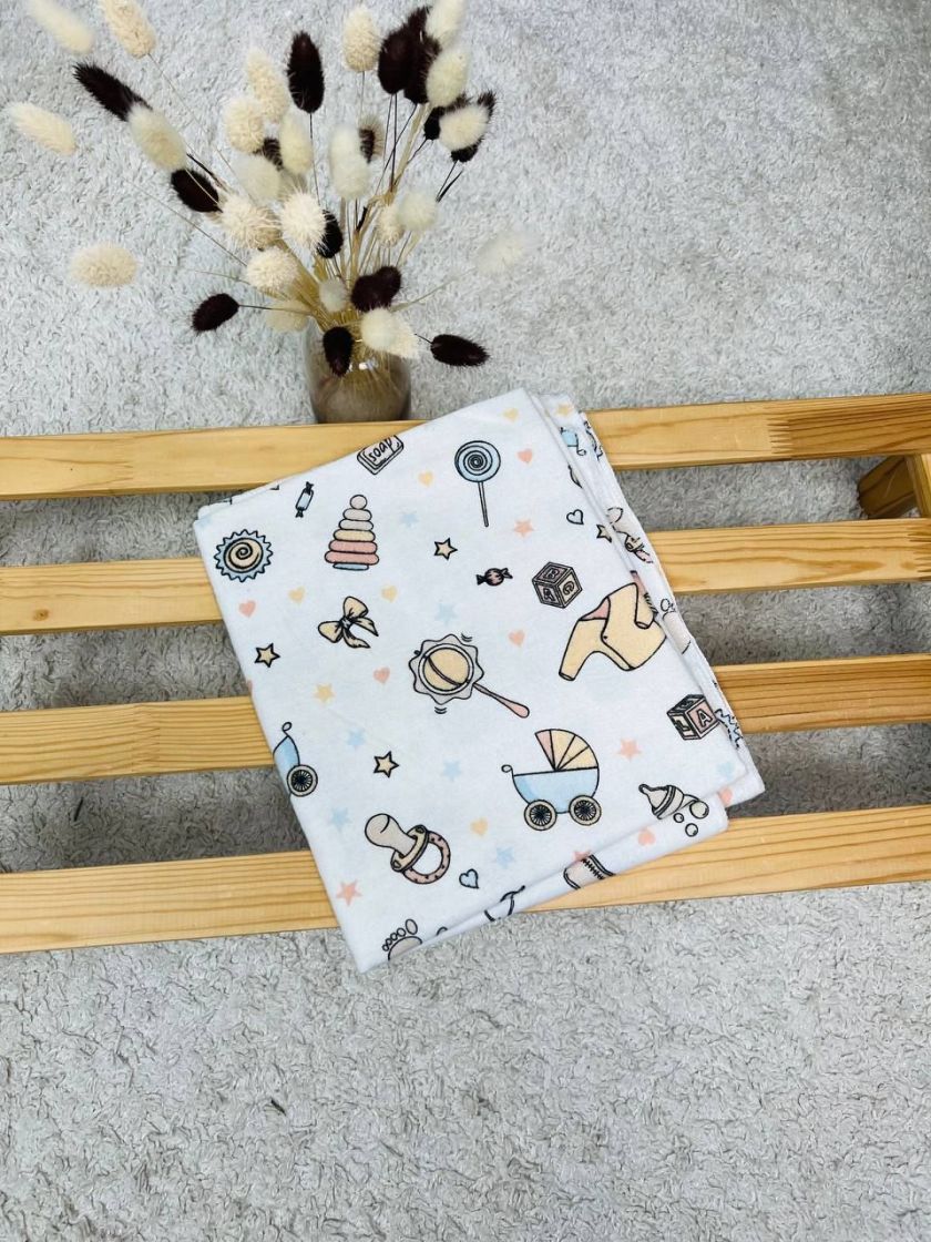 ❤ Пелюшки байкові 90*105см. Принт - Брязкальця, візочок на молочному (#10167968) ✓ Anna Konvert