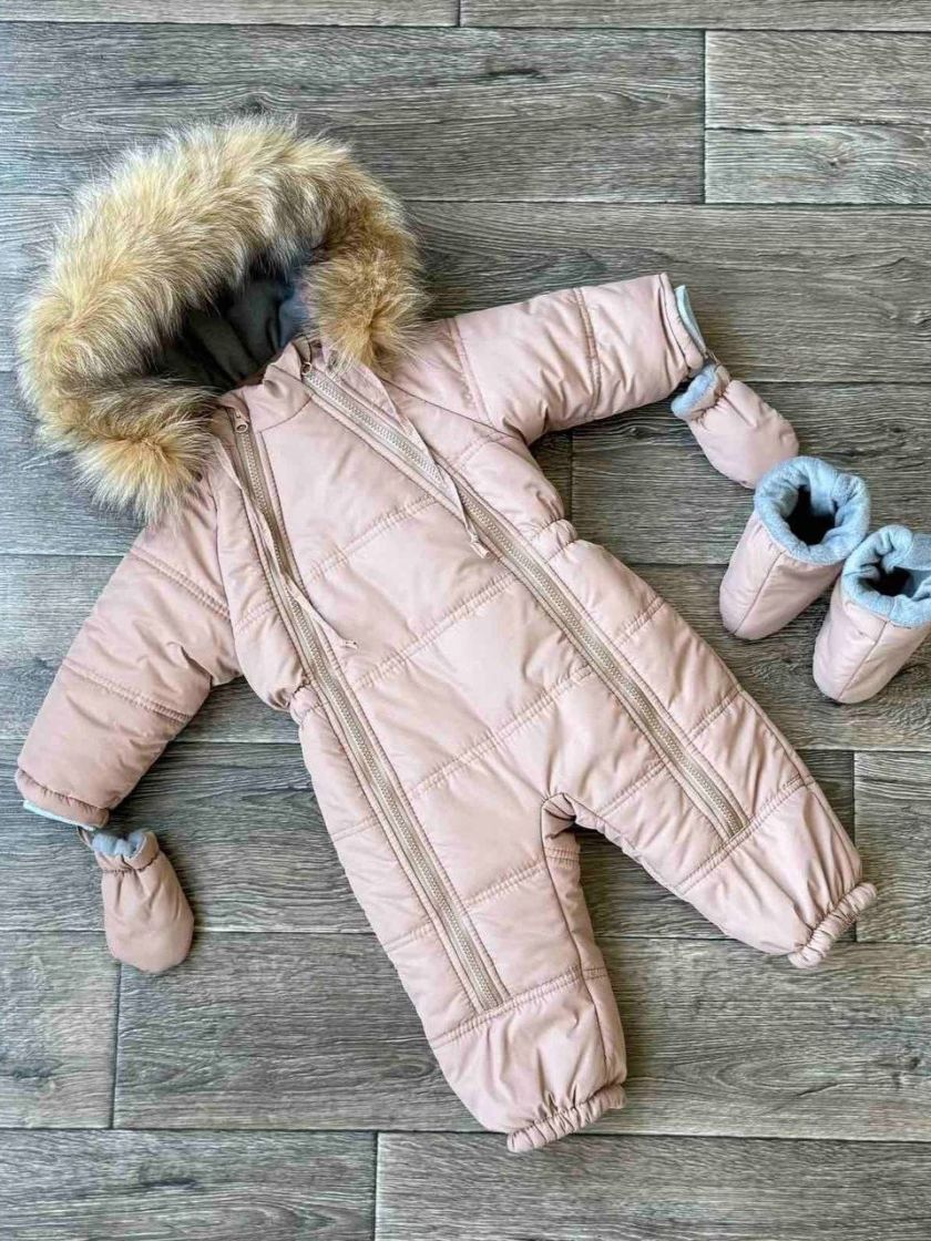 ❤ Зимовий комбінезон з натуральною опушкою "Мрія". Розмір - 92. Колір - Бежевий (#68215769) ✓ Anna Konvert