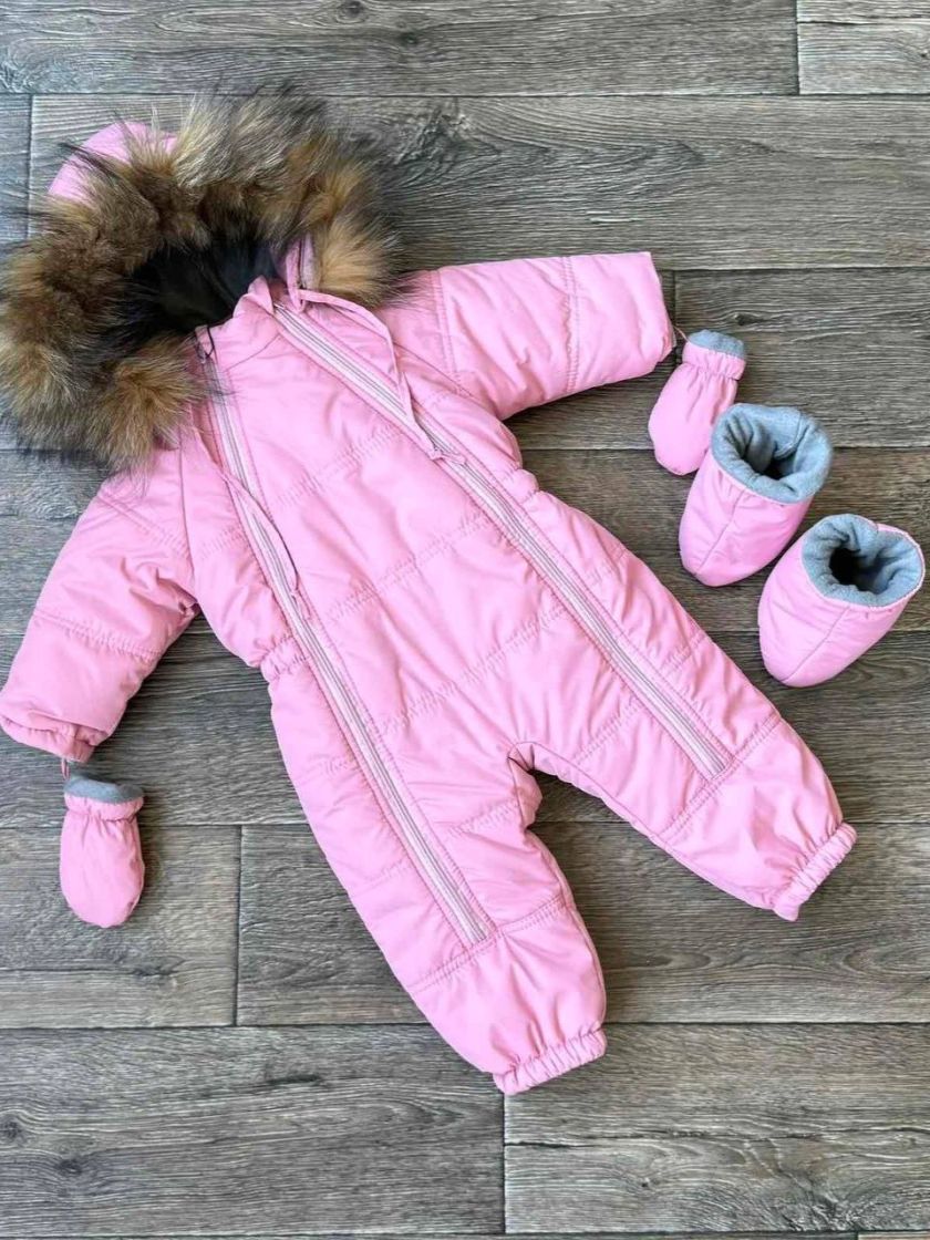 ❤ Зимовий комбінезон з натуральною опушкою "Мрія". Колір - Рожевий. Розмір - 80 (#33190866) ✓ Anna Konvert