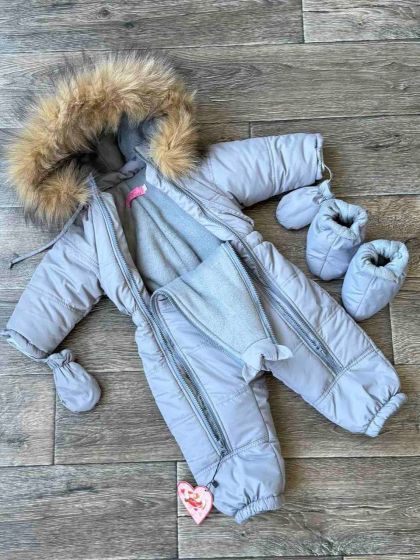 ❤ Зимовий комбінезон з натуральною опушкою "Мрія". Колір - Сірий. Розмір - 92 (#98023489) ✓ Anna Konvert 2