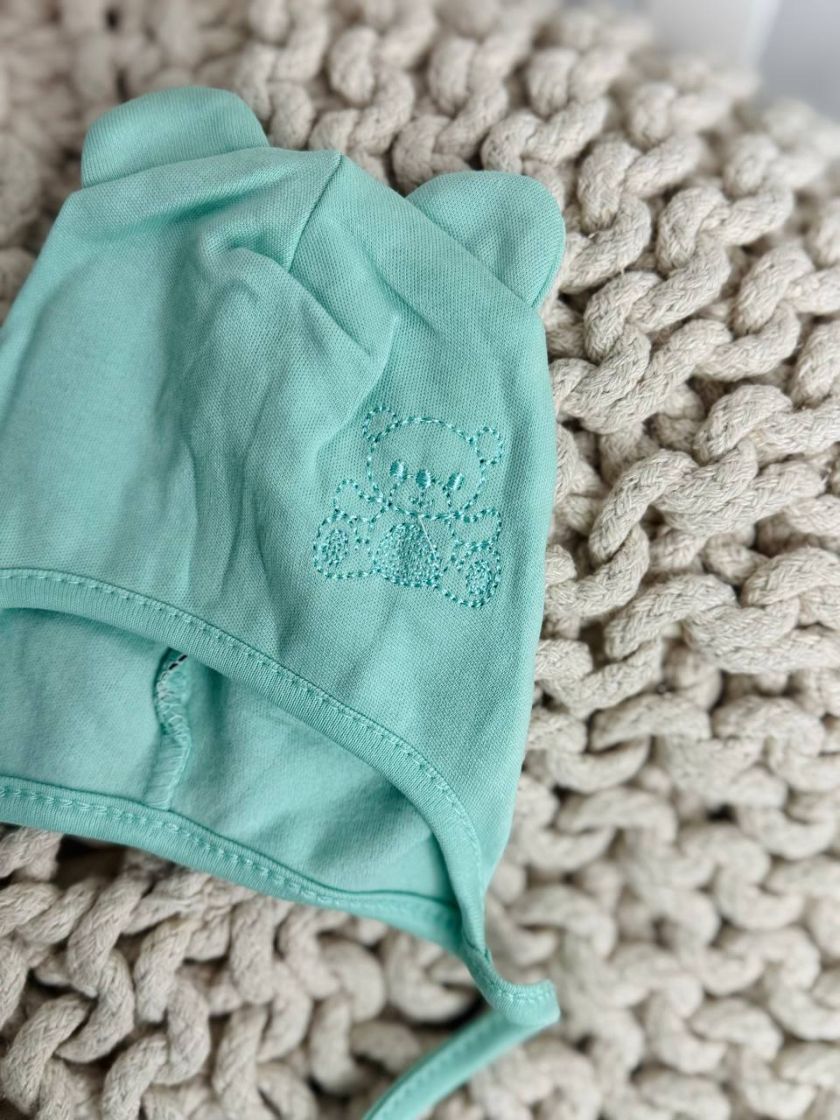 ❤ Шапочка з зав'язками, 0-3міс. Колір - Фісташковий. Матеріал - Байка (#1089673) ✓ Anna Konvert