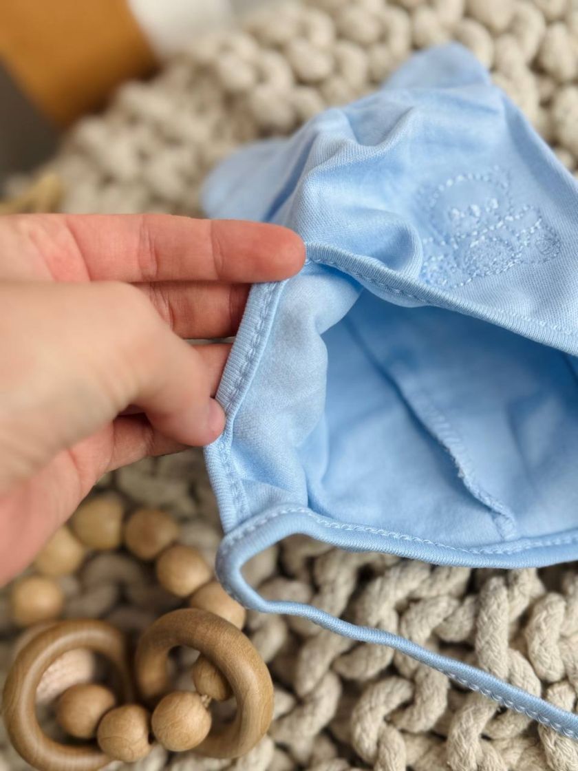 ❤ Шапочка з зав'язками, 0-3міс. Колір - Блакитний. Матеріал - Байка (#3352495) ✓ Anna Konvert