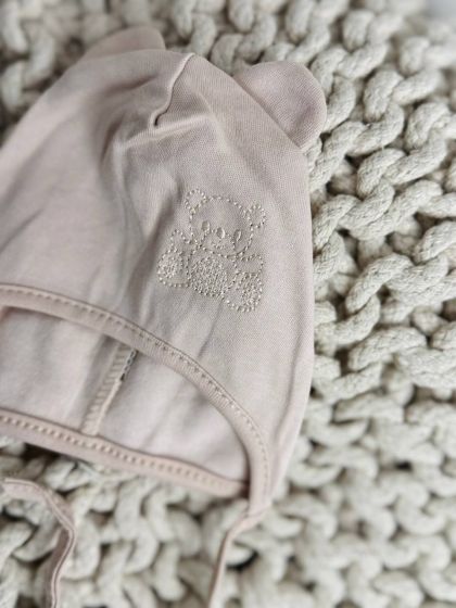 ❤ Шапочка з зав'язками, 0-3міс. Колір - Бежевий. Матеріал - Байка (#36050839) ✓ Anna Konvert 2