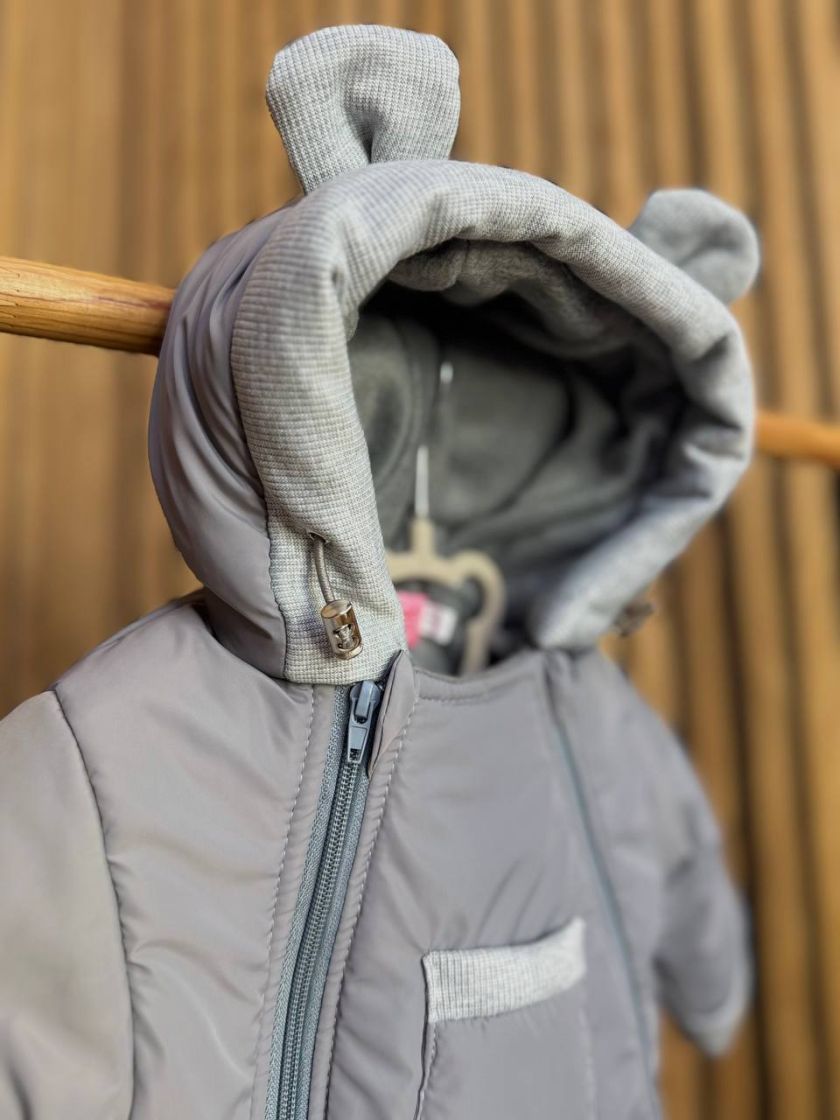 ❤ Демісезонний комбінезон "Міні", з шапкою та рукавицями. Колір - Сірий. Розмір - 0-3 (#56024113) ✓ Anna Konvert