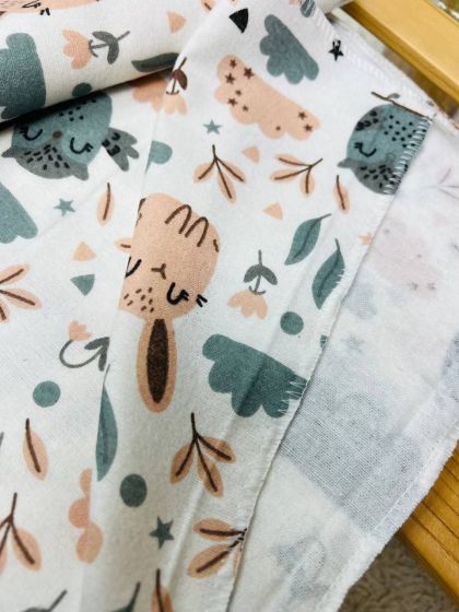 ❤ Пелюшки байкові 90*105см. Принт - Совенята з бежевими зайцями (#53611086) ✓ Anna Konvert 2