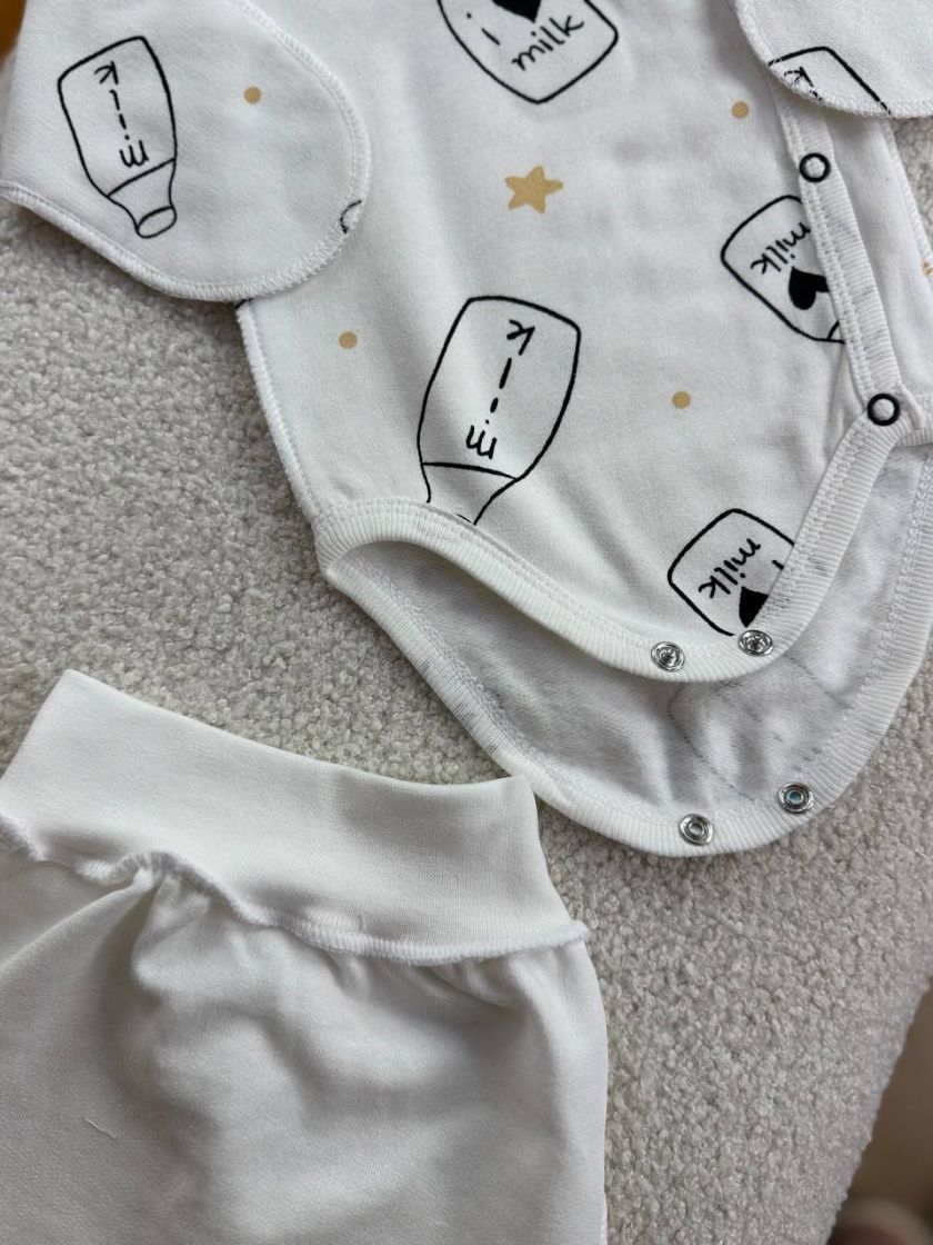 ❤ Комплект 3ка з боді, байка 56р. Принт - Пляшечка Milk з зірками (#92054254) ✓ Anna Konvert