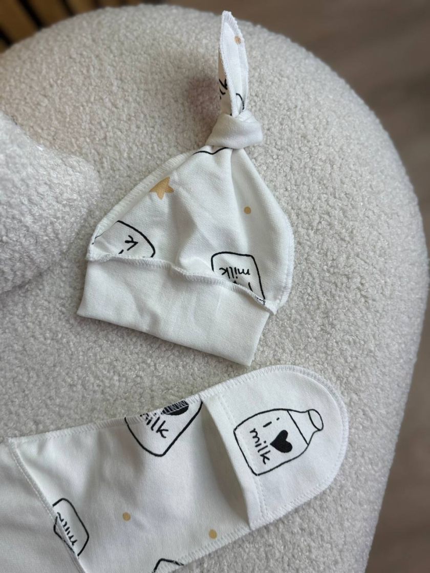 ❤ Чоловічок з шапочкою байка, 56-62см. Принт - Пляшечка Milk с зірками (#50514440) ✓ Anna Konvert