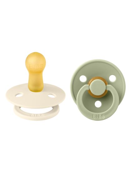 ❤ Соска пустушка BIBS Colour Latex Round (кругла). Колір - Ivory/Sage. Розмір - 0-6 міс (#5713795110438) ✓ Anna Konvert
