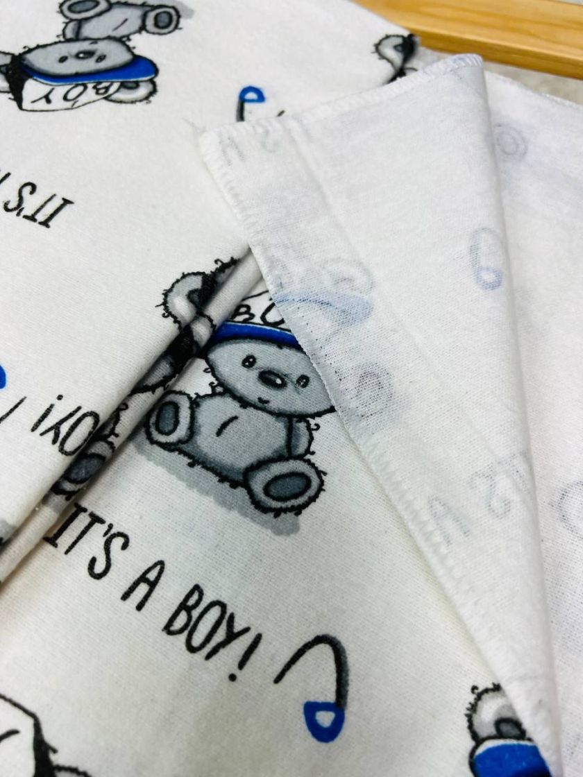 ❤ Пелюшки байкові 90*105см. Принт - Ведмедики сірі it's a boy (#9576060) ✓ Anna Konvert