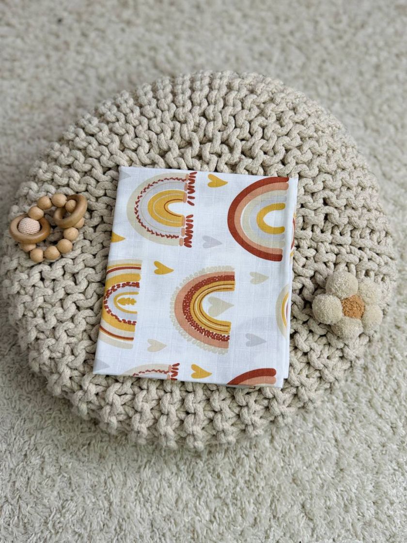 ❤ Пелюшки муслінові двохшарові, 100*80см. Принт - Веселки бежеві (#55058460) ✓ Anna Konvert