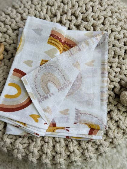 ❤ Пелюшки муслінові двохшарові, 100*80см. Принт - Веселки бежеві (#55058460) ✓ Anna Konvert 2