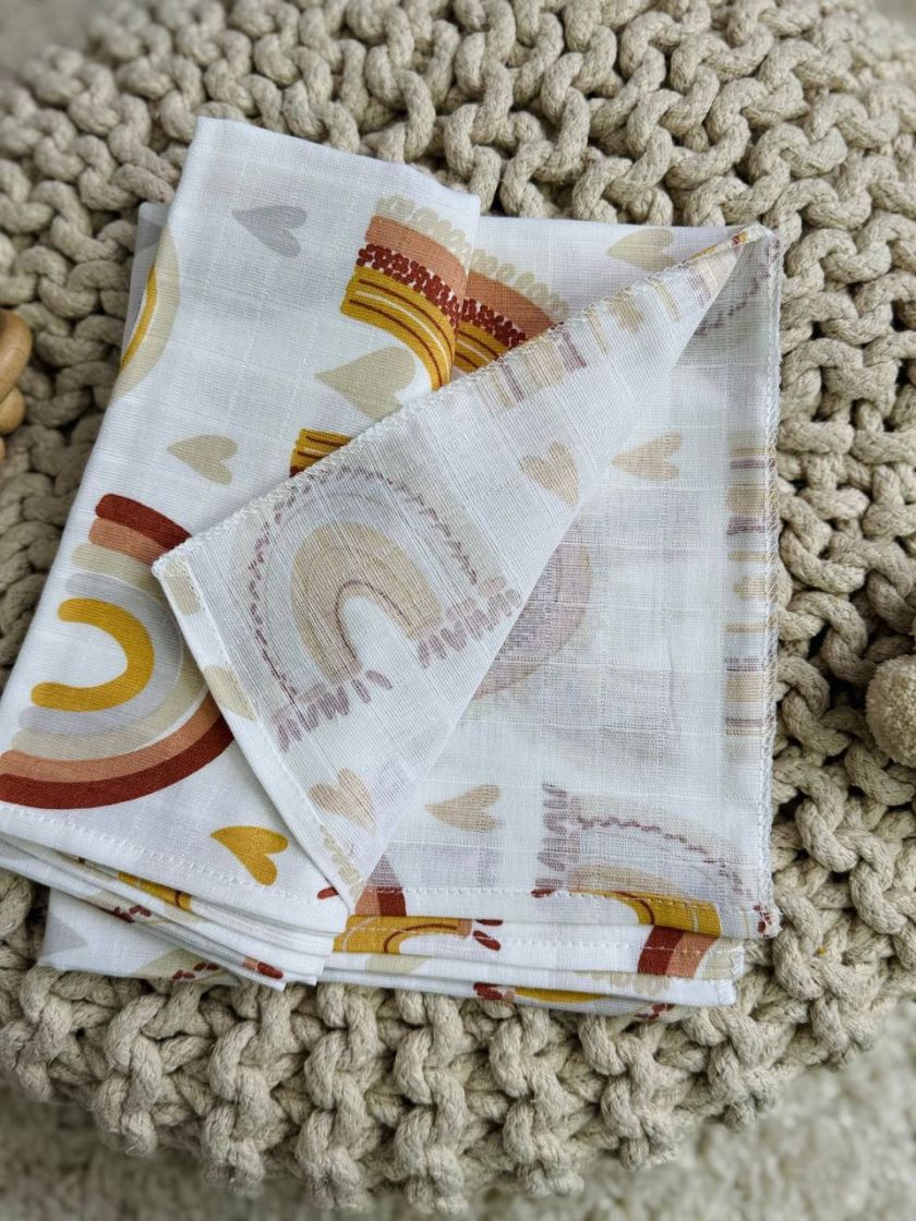 ❤ Пелюшки муслінові двохшарові, 100*80см. Принт - Веселки бежеві (#55058460) ✓ Anna Konvert