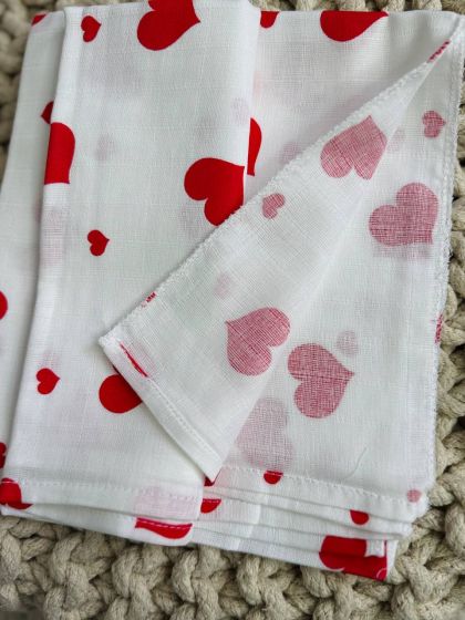 ❤ Пелюшки муслінові двохшарові, 100*80см. Принт - Червоні сердечка на білому (#81641872) ✓ Anna Konvert 2