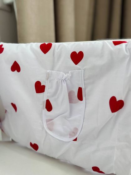 ❤ Бортики-суцільні на 4 боки ліжка, на завʼязках. Принт - Червоні сердця на білому (#28170090) ✓ Anna Konvert 2