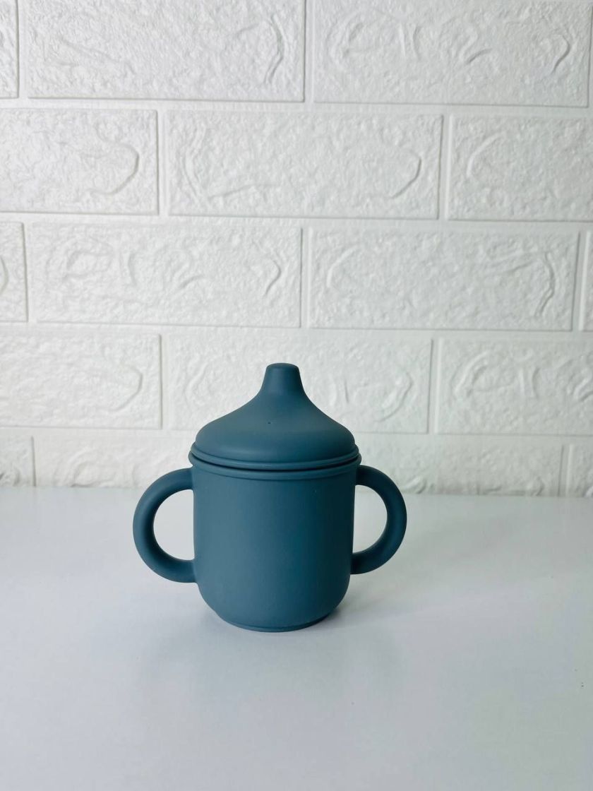 ❤ Силіконовий поїльник з ручками та кришкою з носиком. Колір - Smoke-blue (#63251313) ✓ Anna Konvert