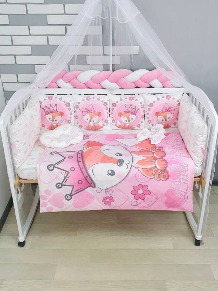 ❤ Набір "Бавовняний" з косою на 4 ту сторону. Колір - Лисичка з короною, рожевий (#41852085) ✓ Anna Konvert