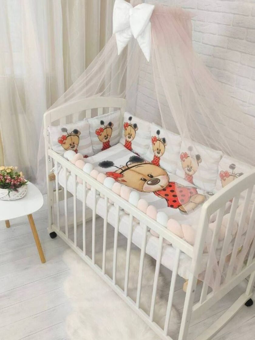 ❤ Набір у ліжко з косою "Принт" Elliz. Колір - Ведмедик Тедді дівчинка (#0231) ✓ Anna Konvert