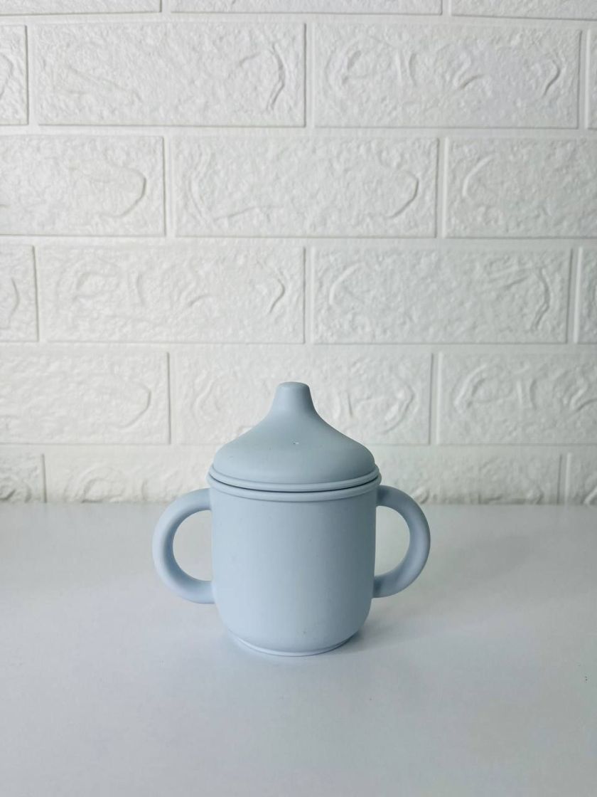 ❤ Силіконовий поїльник з ручками та кришкою з носиком. Колір - Baby-blue (#78845175) ✓ Anna Konvert