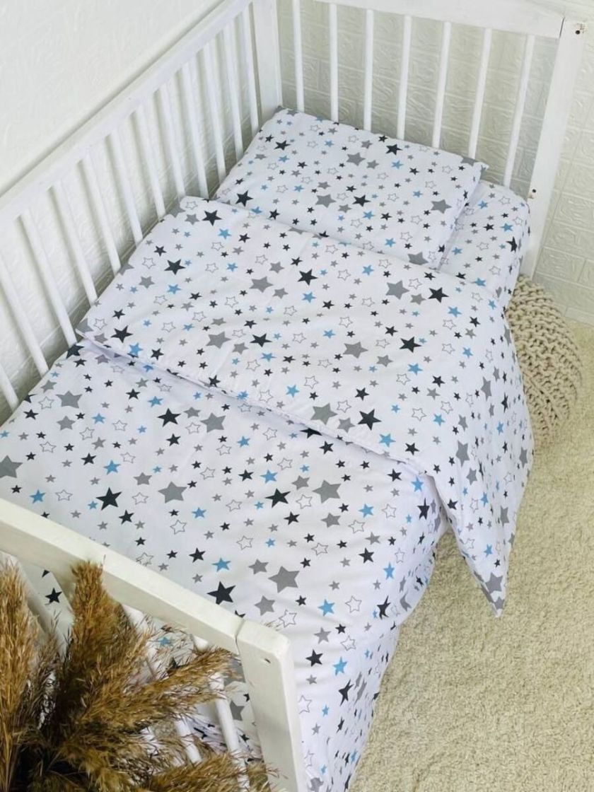 ❤ Змінна дитяча постіль, розмір підковдри 140 см на 110 см. Принт - Зірки різні з синім (#79517832) ✓ Anna Konvert