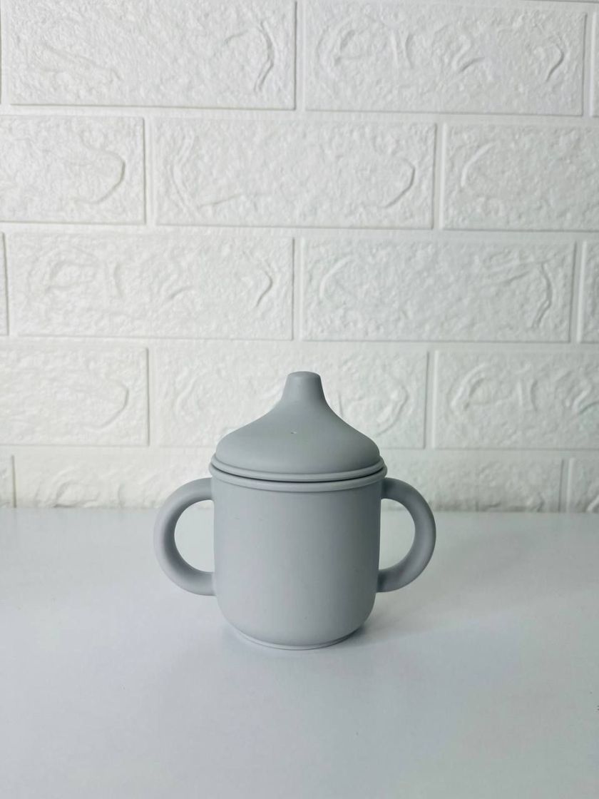 ❤ Силіконовий поїльник з ручками та кришкою з носиком. Колір - Light-grey (#74930397) ✓ Anna Konvert