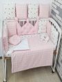 ❤ Набір у ліжко на 4 боки, "Зайка/корона". Принт - Корона рожева із каретною стяжкою. Комплектація - Коса на 4й бік (#83096092) 