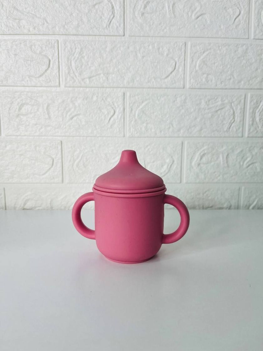 ❤ Силіконовий поїльник з ручками та кришкою з носиком. Колір - Dusty-pink (#9084460) ✓ Anna Konvert
