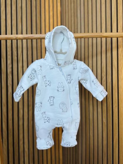 ❤ Ромпер, на флісі трьохнитка до +10 градусів.. Колір - Звірятка на білому. Розмір - 56-62 см (#42474677) ✓ Anna Konvert