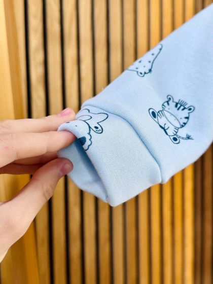 ❤ Ромпер, на флісі трьохнитка до +10 градусів.. Колір - Звірятка на блакитному. Розмір - 62-68 см (#63569110) ✓ Anna Konvert 2