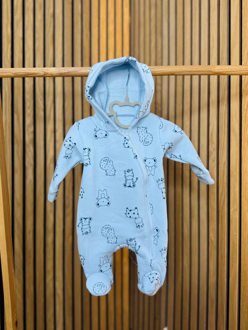 ❤ Ромпер, на флісі трьохнитка до +10 градусів.. Колір - Звірятка на блакитному. Розмір - 62-68 см (#63569110) ✓ Anna Konvert