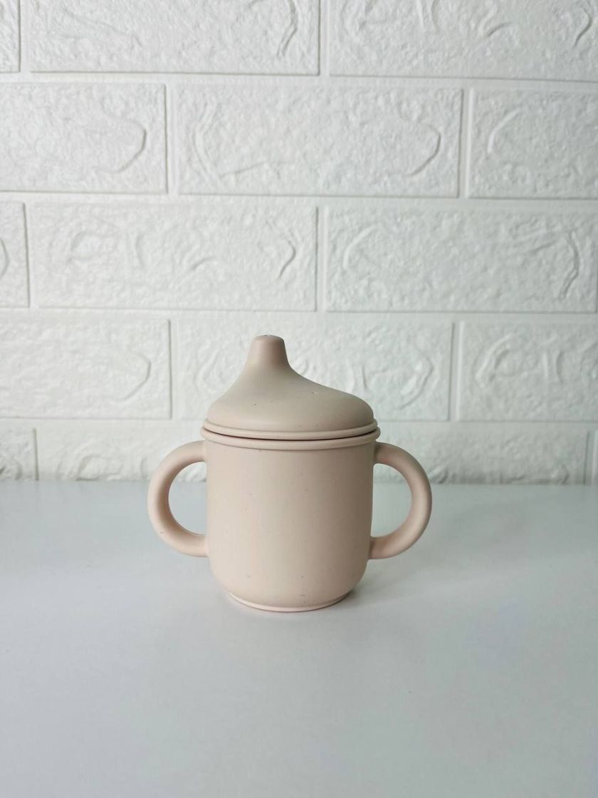 ❤ Силіконовий поїльник з ручками та кришкою з носиком. Колір - Almond (#20338752) ✓ Anna Konvert