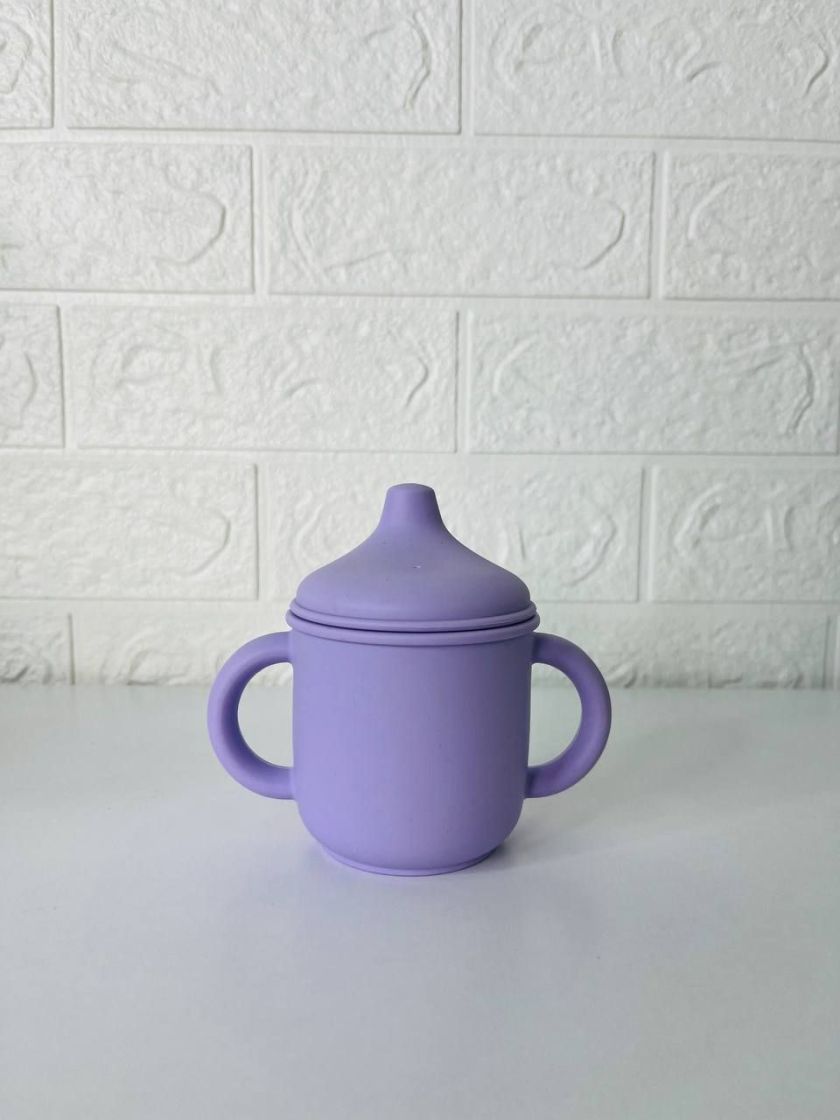 ❤ Силіконовий поїльник з ручками та кришкою з носиком. Колір - Lilac (#39821001) ✓ Anna Konvert