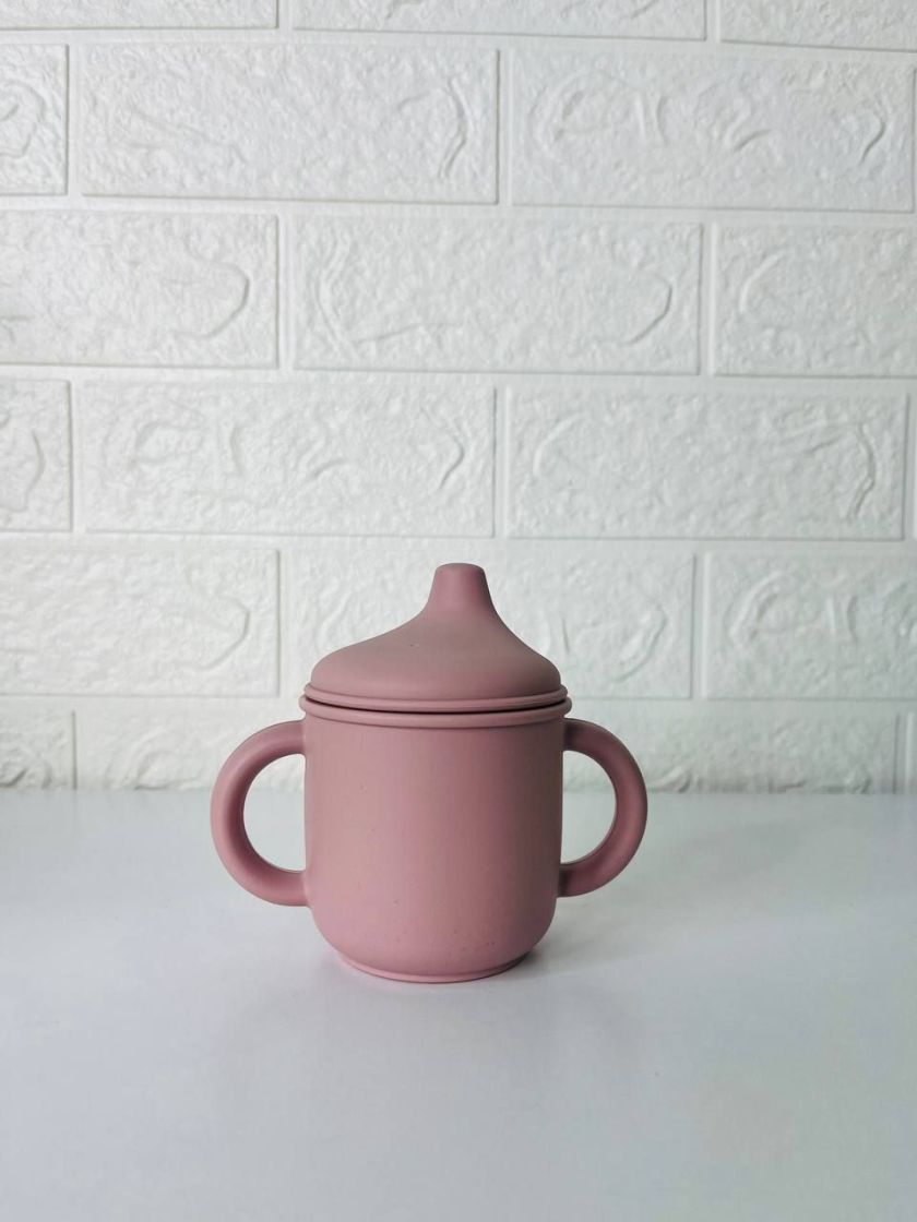 ❤ Силіконовий поїльник з ручками та кришкою з носиком. Колір - Pale-mauve (#60581858) ✓ Anna Konvert