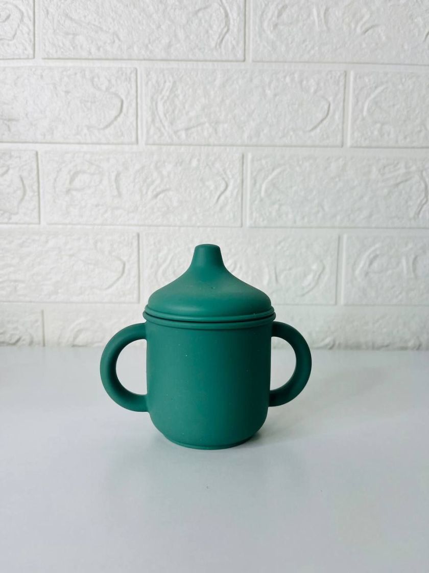 ❤ Силіконовий поїльник з ручками та кришкою з носиком. Колір - Oil-green (#33747315) ✓ Anna Konvert