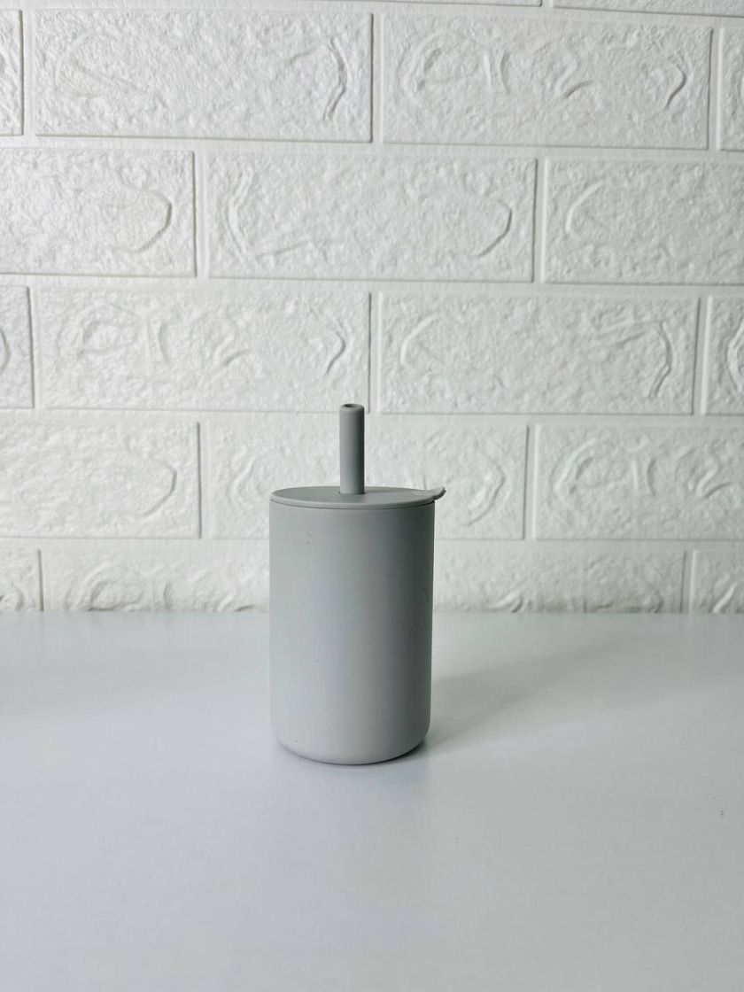 ❤ Силіконовий поїльник з кришкою та трубочкою. Колір - Light-grey (#62686994) ✓ Anna Konvert
