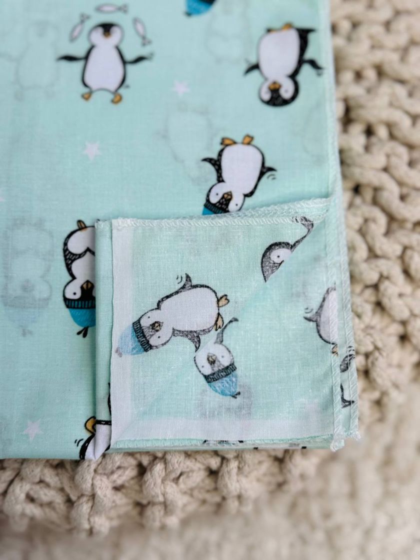 ❤ Пелюшки бавовняні. Принт - Пінгвіни м"ятні (#32357063) ✓ Anna Konvert