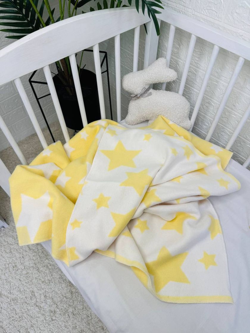 ❤ Плед у пологовий, бавовна 100%, 100*140см. Колір - Зірочки на жовтому (#95163871) ✓ Anna Konvert