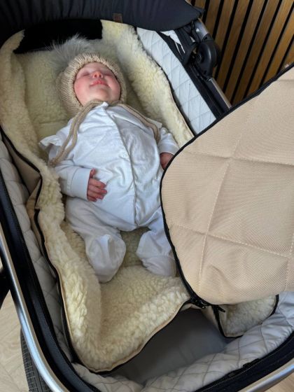 ❤ Зимовий конверт у візочок люльку Бебі, 70% вовни, бежевий, 0-6 міс (#0371) ✓ Anna Konvert 2