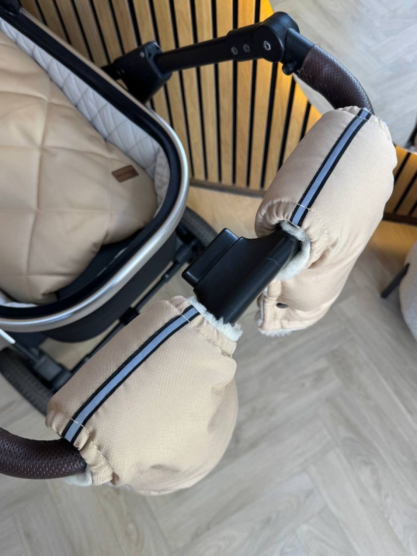 ❤ Зимові рукавиці на візочок, для батьків, з накладками, 70% вовни, Бежевий, ForKids (#0407) ✓ Anna Konvert