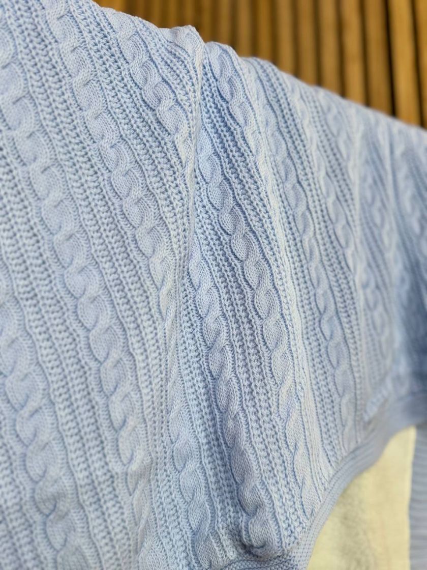 ❤ Плед в'язаний, підкладка махра, демісезонний, 90*80 см. Колір - Блакитний (#95982347) ✓ Anna Konvert