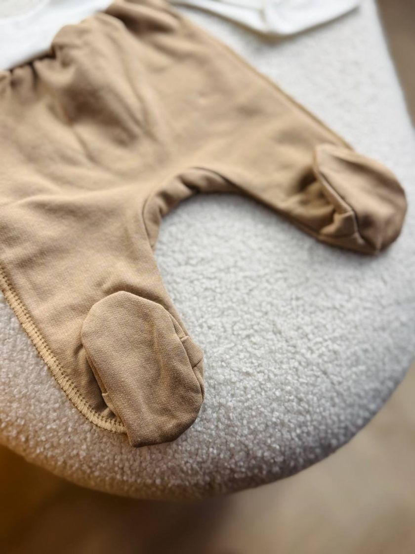 ❤ Комплект 3ка з боді на байці "Smile". Колір - Бежевий з ведмедиком. Розмір - 56 (#92891629) ✓ Anna Konvert