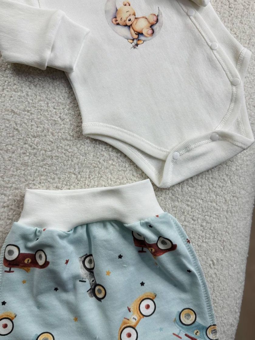 ❤ Комплект 3ка з боді на байці "Smile". Колір - Авто та ведмідь на місяці. Розмір - 62 (#54700173) ✓ Anna Konvert