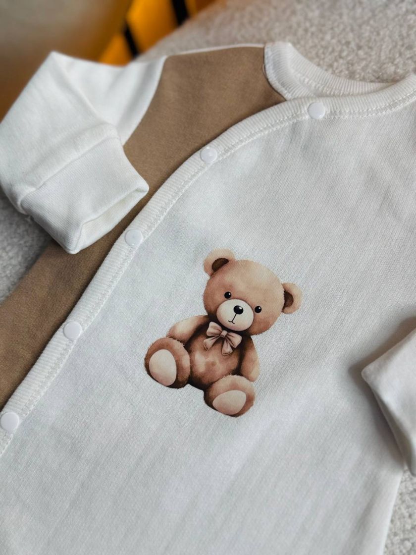 ❤ Чоловічок на байці "Smile". Колір - Бежевий з ведмедиком. Розмір - 56 (#48257490) ✓ Anna Konvert