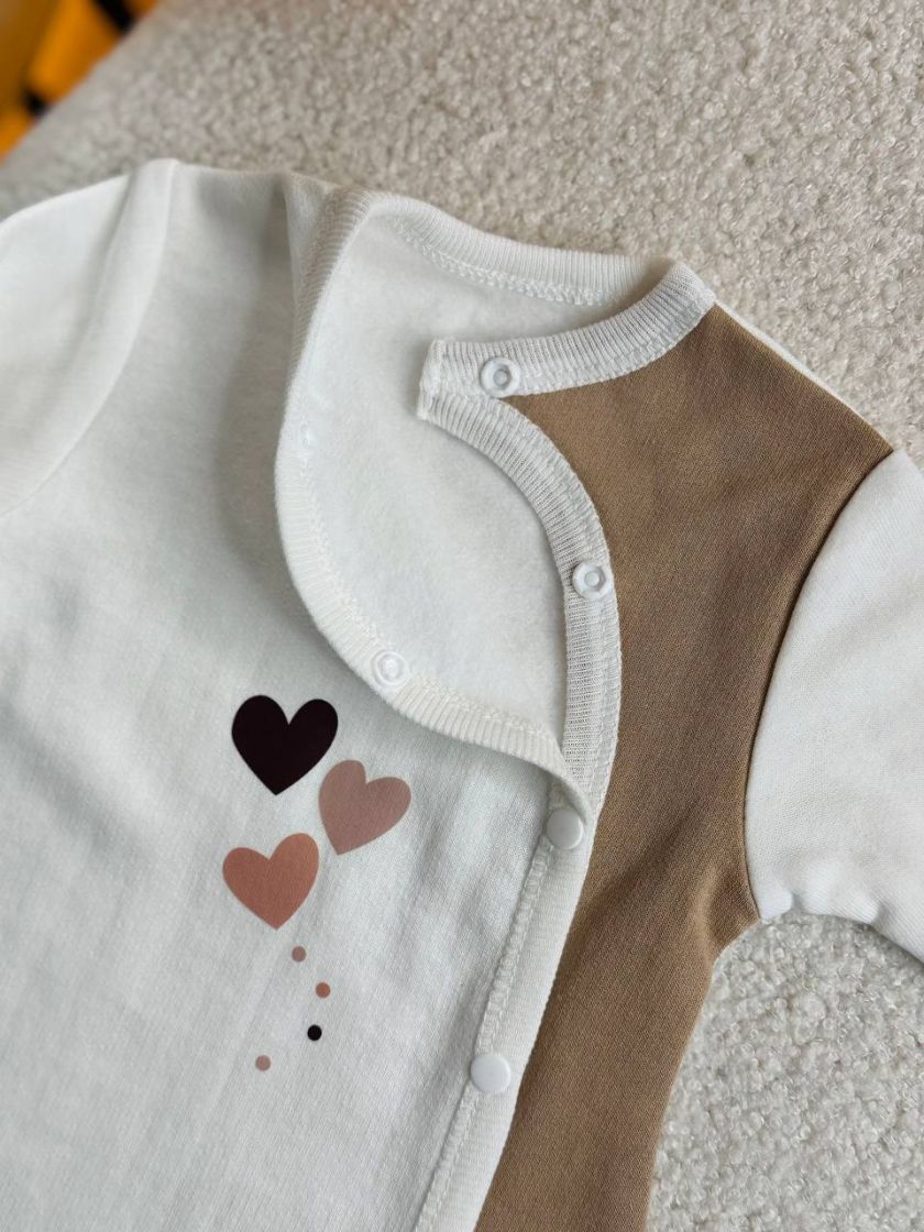 ❤ Чоловічок на байці "Smile". Колір - Бежевий з серцями. Розмір - 56 (#67020059) ✓ Anna Konvert