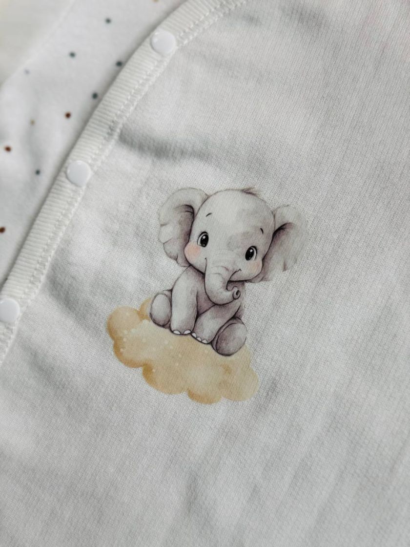 ❤ Чоловічок на байці "Smile". Колір - Молочний зі слоненятком. Розмір - 62 (#2975011) ✓ Anna Konvert