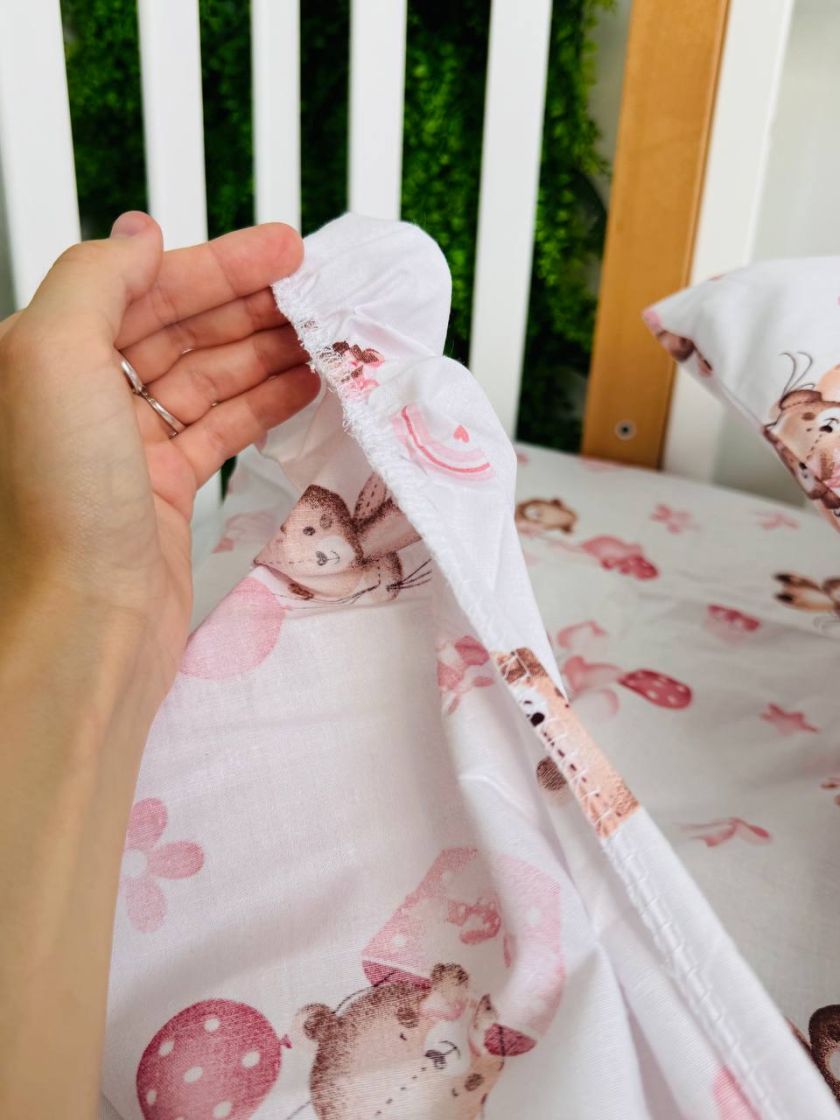 ❤ Змінна дитяча постіль, підковдра 110см на 90см. Принт - Ведмежа дівчинка з рожевими кульками (#17632978) ✓ Anna Konvert