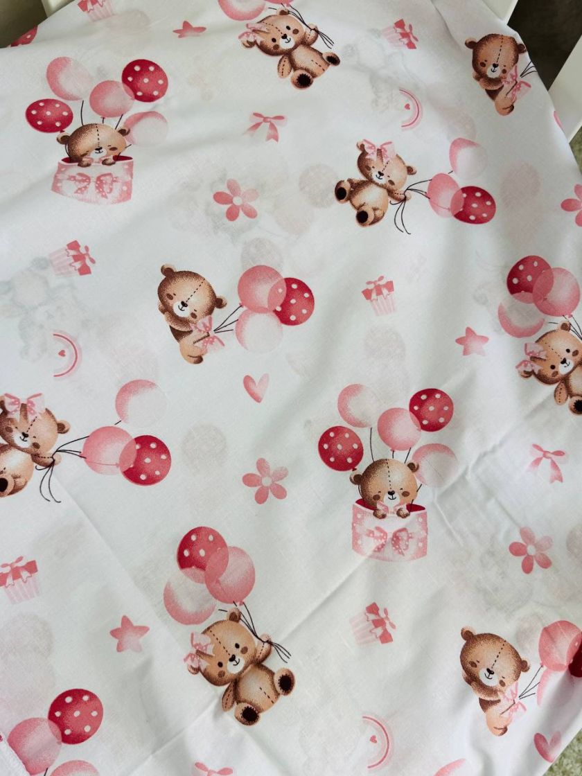 ❤ Змінна дитяча постіль, підковдра 110см на 90см. Принт - Ведмежа дівчинка з рожевими кульками (#17632978) ✓ Anna Konvert