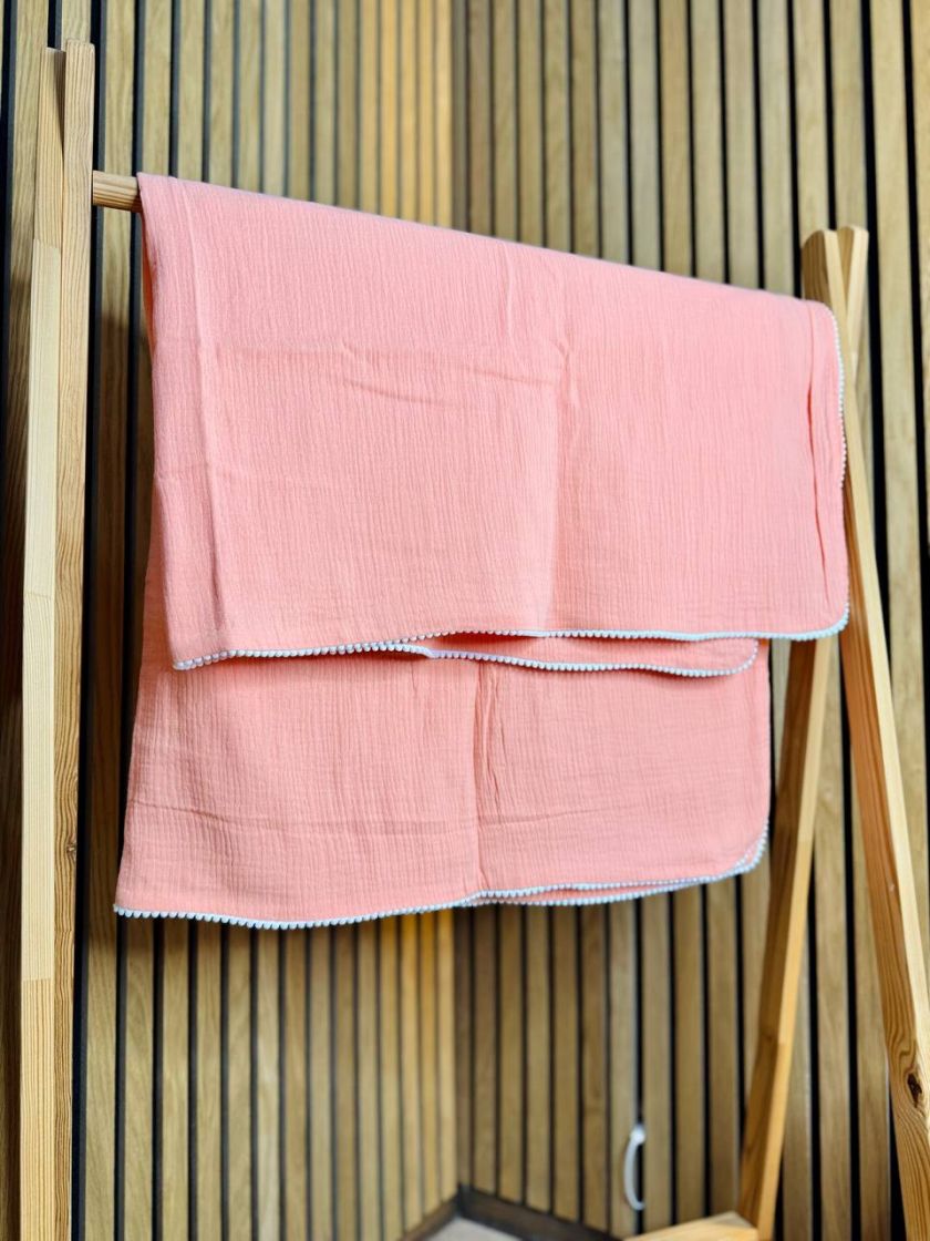 ❤ Плед мусліновий "Бубон". Колір - Персиковий. Розмір - 100*140 (#74176871) ✓ Anna Konvert